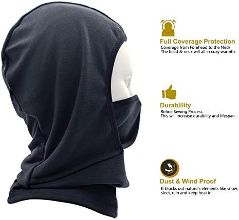woogwin Kids Balaclava Ski Face Mask Windproof Neck Warmer Winter Fleece Face Scarfare Gaiter for Boys Girls(Black) 4 414RbwRPAfL. AC