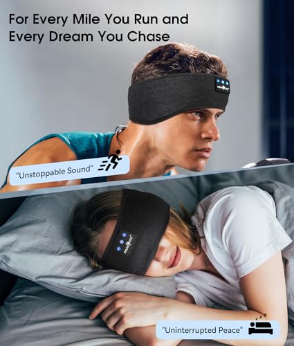 Image of MUSICOZY Sleep Headphones Bluetooth 5.4 Headband, Wireless Earphones Music Sleep Earbuds Sleeping Eye Mask with HD Stereo Speakers for Workout Running Travel Yoga, Ideal Gifts (Double-Sided Black)