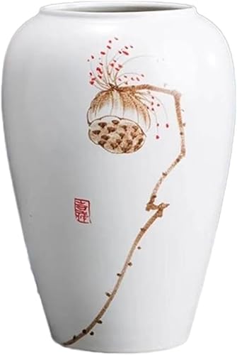 Vase Desktop Hand Painted Ceramic Decorative Living Room Entryway Model Crafts Ornaments(W16 X H25cm)