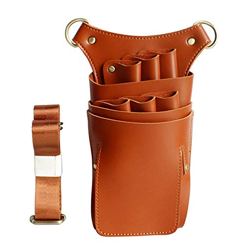 Scissor Holster Pouch,Boshiho PU Leather Salon Barber Hairdressing Scissors Holster Detachable Hair Stylist Tools Bag Comb Shear Holster with Waist Shoulder Belt (Brown3)