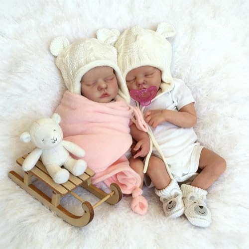 Reborn Babypuppen Silikon Ganzkörper Vinyl Zwillinge Mädchen – 18 Zoll Realistische Babypuppe Lebensechte Babys Zwillinge Puppen Waschbare Neugeborenen Baby Puppe für Kinder – Bild 3