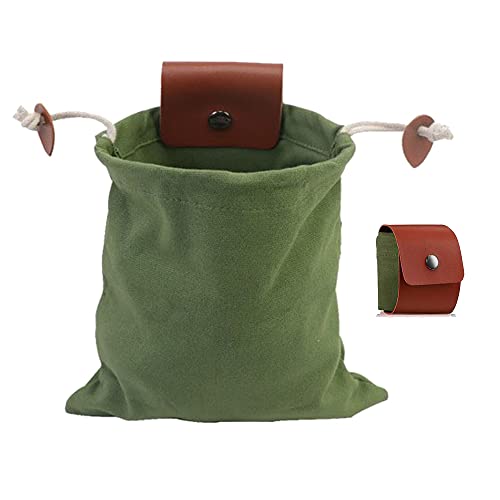 Canvas Foraging Pouch for Hiking, Durable Collapsible Bushcraft Waist Bag for Outdoors Camping, Easy Looping Around Belts
