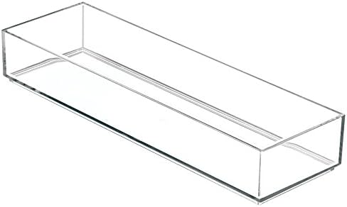 iDesign Desk Drawer Organiser for Makeup and Kitchen Utensils, Medium Storage Tray Dividers made of Durable Plastic, Clear
