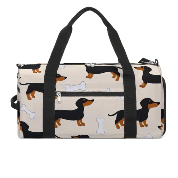 Fashion Overnight Luggage bag Travel Weekender Duffle Bag Sport Beach Yoga bag Compatible with Wiener Dog Doxie Dachshund Weiner Dog Pet Dogs