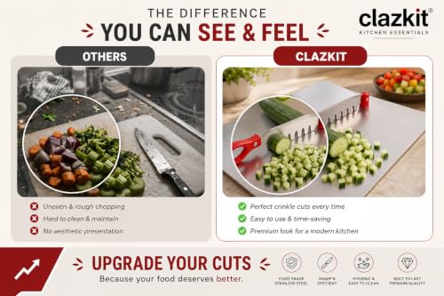 Image of Clazkit Stainless Steel Chopping Board with Multifunctional Cutter | Heavy Duty Cutting Board for Fruits, Vegetables | Rust-Resistant Kitchen Prep Board |31L x 24W x 5Th