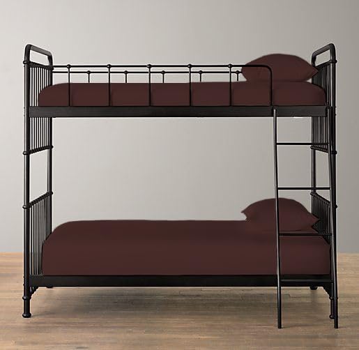 Pack of 2 100% Polycotton Bunk Bed Fitted Sheet 2ft 6" (76cmx190cm) Percale Non-Iron Easy Care Bottom Sheet RVs | Guest Beds | Caravan Campervan (2, Chocolate)