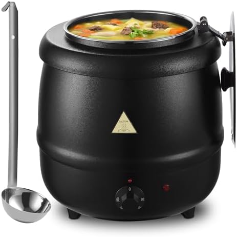 Commercial Soup Warmers Soup Kettle with Stainless Steel Hinged L...