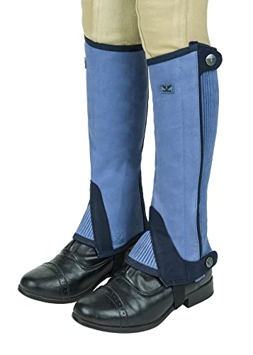 TuffRider Children's Keeneland Synthetic Half Chaps- Light Blue w/Navy- XS
