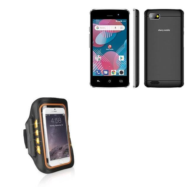 BoxWave Case Compatible with Cherry Mobile Flare Y3 Mini - JogBrite Sports Armband, High Visibility Safety Light LED Runners Armband - Bold Orange