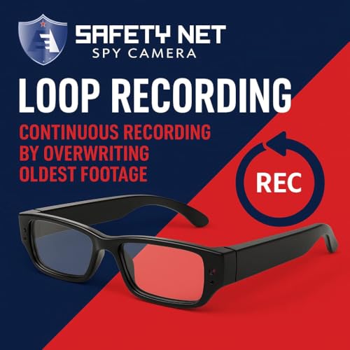 Image of SAFETYNET Smart Glasses Camera 1080P HD | Video & Audio Recording | 1Hr Fast Charging, 1Hr Use | Compact & Lightweight | Indoor Outdoor Use | 32GB Card Supported (Card Not Included)