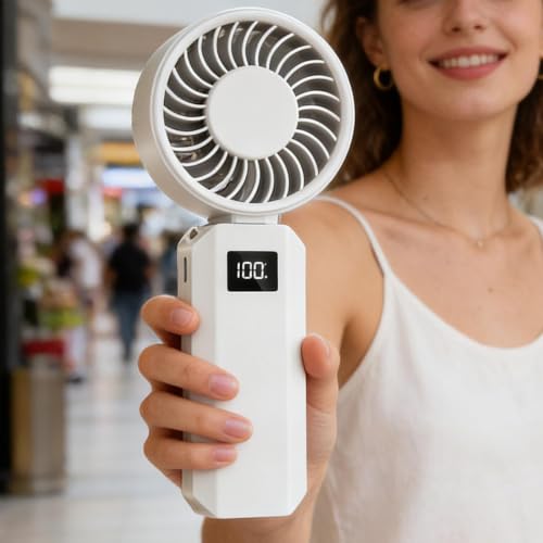 Ventilador portátil de mano recargable usb plegable 6 velocidades para exterior 4