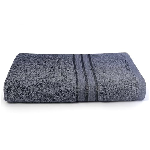 Image of Layers 100% Cotton Bath Towel | True Care Collection | 380 GSM Super Absorbent | Soft & Quick Dry | Shrink & Pill Resistant | Grey Solid Minimalist | 1 Piece for Men & Women | 60 x 120 cm