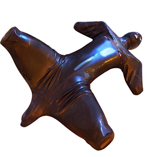 JHLUB Men's Full Body Patent Leather Jumpsuit DS Wet Look Catsuit Bodysuit Leotard Zipper Clubwear Nightwear Zentai Cosplay Fancy,Black,M