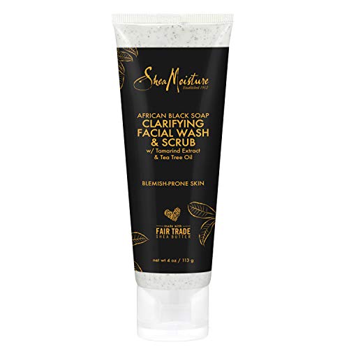 Sheamoisture Clarifying Facial Wash and Scrub for Oily, Blemish-Prone Skin African Black Soap