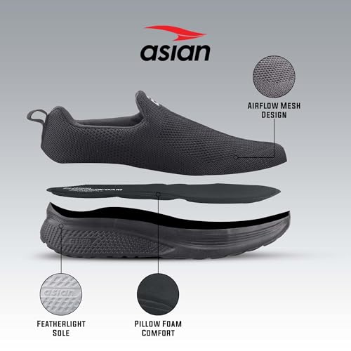 Image of ASIAN Wonderwalk-11 Men's Walking Shoes | Ultra-Light Slip-On Comfort with Cushioned Sole | Breathable, Stylish, Perfect for Work, Travel & Daily Use