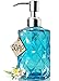 JASAI Diamond Design Soap Dispenser with 304 Rust Proof Stainless Steel Soap Pump, 12 Ounce Kitchen Soap Dispenser for Bathroom, Hand Soap, Dish Soap (Clear Blue)