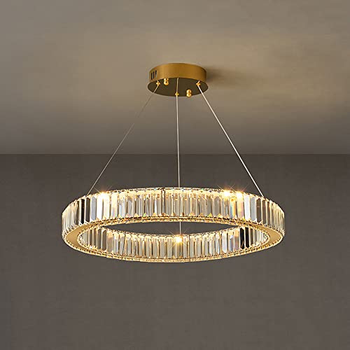 Lustre en cristal K9 moderne LED 60cm doré 30W pour salon et éclairage de plafond chic