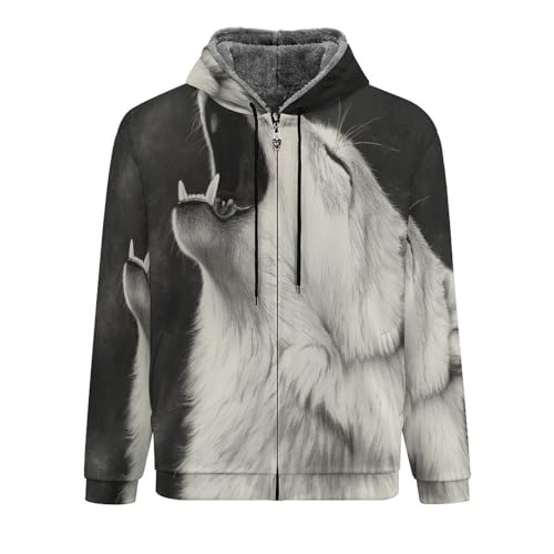 Sweat-shirt loup arctique homme veste doublée polaire chaude