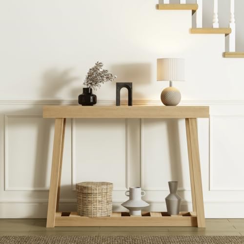 VERTOXIA Farmhouse Console Table with Storage Shelf, Narrow 