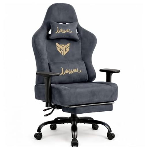 Gaming Stuhl Chair Gamer Sessel-Stoff Wildlederimitat Gamer Stuhl mit Fußstütze Lendenkissen Kopfstütze Höhenverstellbar 3D Armlehnen mit Mehrfach Verstellbaren Armen Gamingstuhl 200 Kg Drehbarer Grau