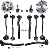 Detroit Axle - Front 12pc Suspension Kit for 99-04 Jeep Grand Cherokee, 2 Wheel Bearing & Hubs 2 Ball Joints 4 Tie Rods 4 Front & Rear Sway Bar Links 1999 2000 2001 2002 2003 2004 Replacement
