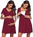 Ekouaer Nursing Nightgowns Button up Labor and Delivery Gowns Women (Wine Red, Large)