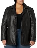 Excelled Leather Damen Leather Button Front Hipster Lederjacke, schwarz, X-Groß