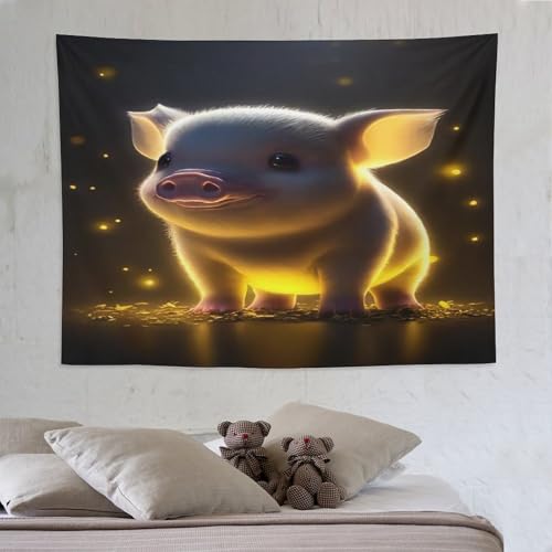 Tapisserie murale cochon mignon PAZZK 150x200cm pour déco salon