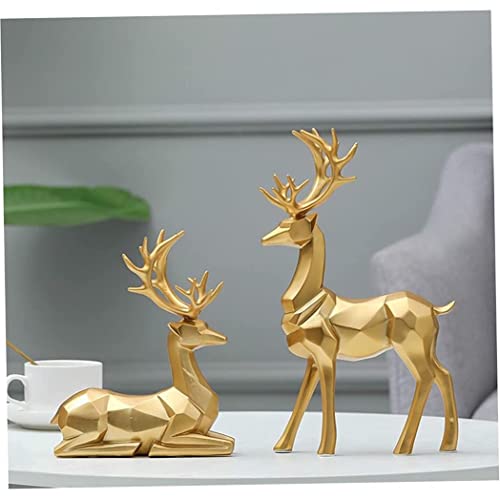 Statue de cerf doré européen pour décoration de bureau chic - 5