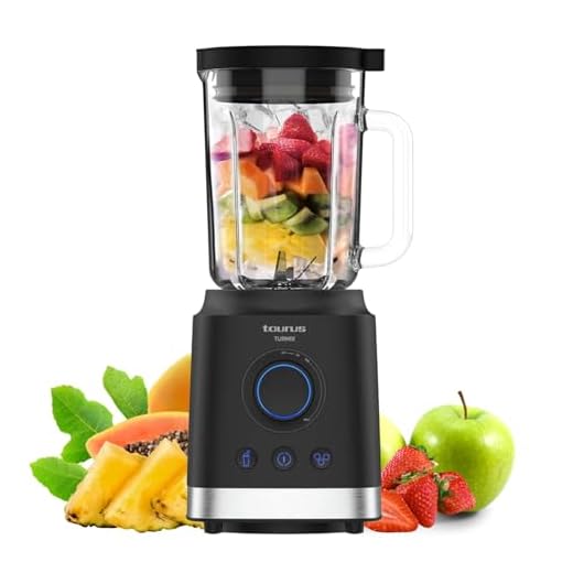 Taurus - Batidora De Vaso Turmix | 2000W | 1.8L | 3 Funciones | Picadora De Hielo | Smoothie | TURBO | Jarra De Vidrio Con Función Lock System | Cuchillas De 6 Hilos De Acero Inoxidable