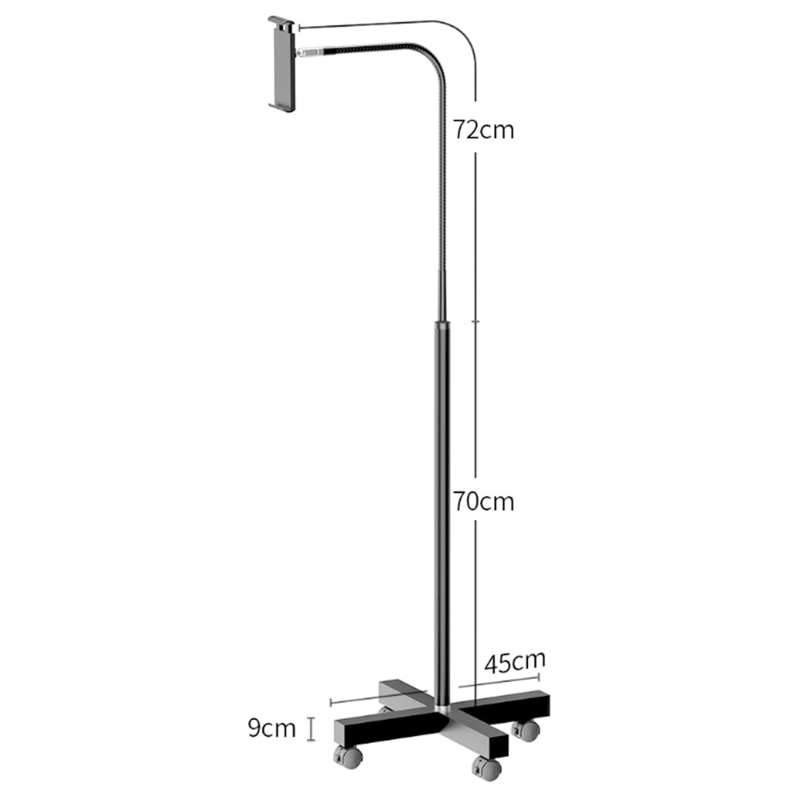 Gooseneck Floor Stand - Hoogteverstelbaar, Roterende Vloer Stand Gooseneck, Aanvestigbare wielen veur 3,5-10,6" Tablette