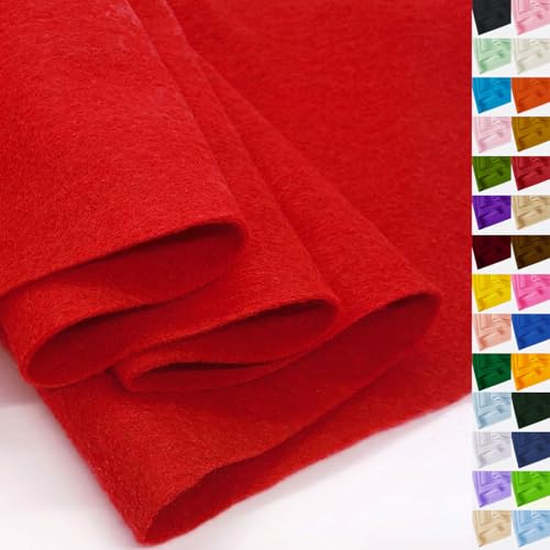 Red Felt Fabric 36 X 36(1 Square Yard) 1.6mm Thick Soft and Durable Flexible Craft Felt by The Yard for Sewing DIY Art Craft Project Decorations