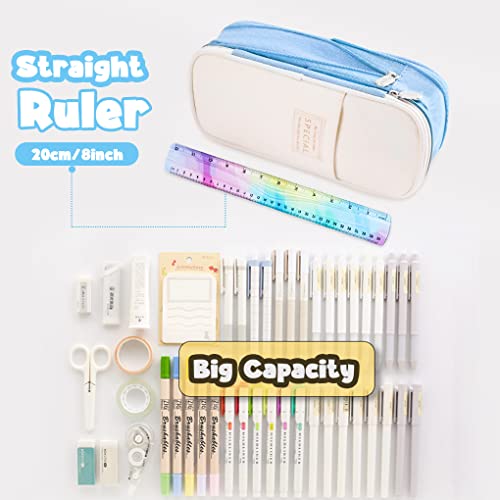 Oyachic Big Capacity Pencil Case Telescopic Pencil Pouch Zipper Pen Bag Canvas Markers Organization Makeup Bag Box Pencil Holder Office Supplies