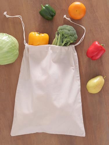 Image of Popular Handicrafts Organic Cotton Dust Proof Storage Bags with Drawstring - Toy - Shoe - Travel - Cloth Bag for Handbags, Purses, & Sneakers - Lint - free Beige (3 Bags - 20 inchx26 inch)