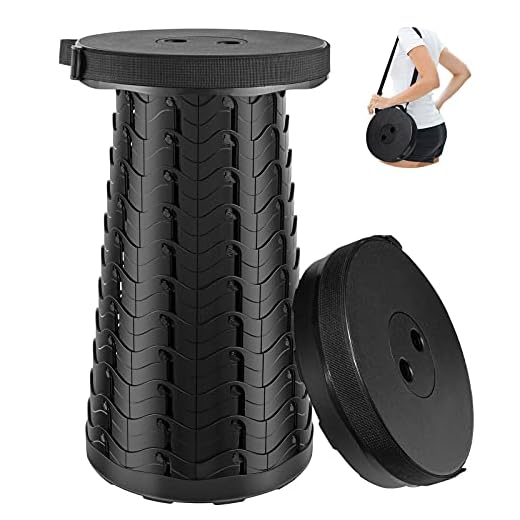 Banqueta dobrável atualizada, banqueta portátil leve, banqueta dobrável telescópica de acampamento com capacidade de carga de 180 kg, banco retrátil assentos dobráveis para adultos para acampamento, pesca, caminhada, churrasco (preto)