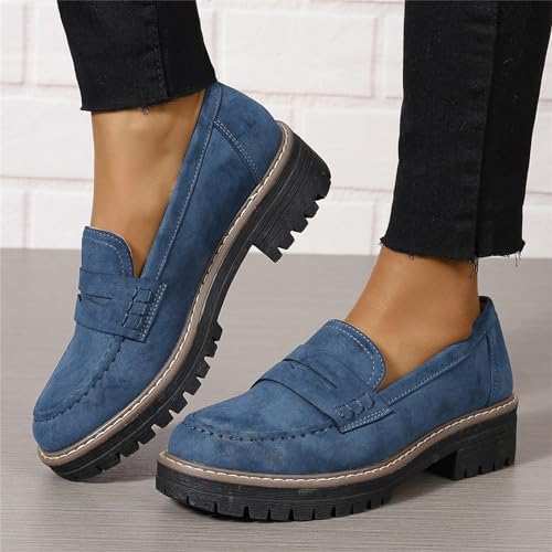 Image of Womens Loafers Shoes Platform Chunky Penny Loafer Lug Sole Comfortable Slip On Work Office Business Casual Dress Shoes, US Size 5-11.5