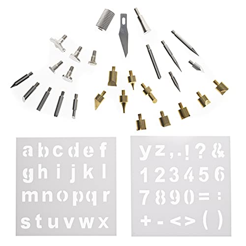 28pc Wood Burning Wood Working and Assorted Soldering Tips Stencil Set Crafting