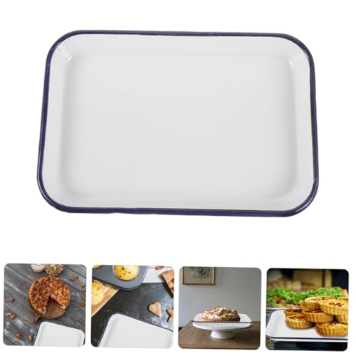 Plaque cuisson et pâtisserie en four blanche émaillée rectangulaire