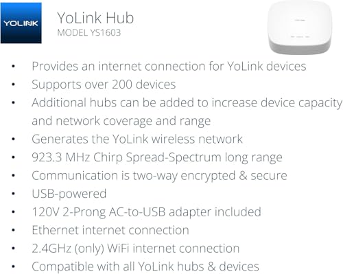 YoLink Smart Home Starter Kit: Hub & Water Leak Sensor, 6 Pack, SMS/Text, Email and Push Notifications, LoRa up to 1/4 Mile Air Range, with