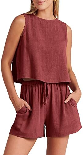 ANRABESS Women’s Summer 2 Piece Outfits Shorts Sets Sleeveless Crop Top Tank and High Waisted Shorts Romper Pockets ANRABESS Women’s Summer 2 Piece Outfits Shorts Sets Sleeveless Crop Top Tank and High Waisted Shorts Romper Pockets