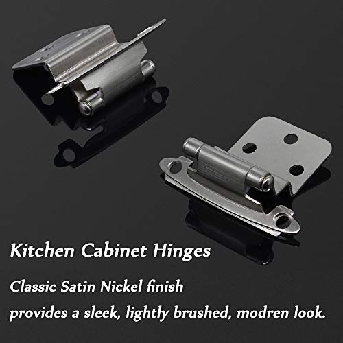 10 Pcs Probrico Hmch198-Sn Decorative Self Closing Face Mount Kitchen Cabinet Hinges Step 3/8"In Overlay Brushed Satin Nickel #TOP2