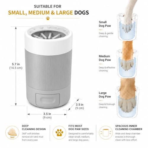 Semi Automatic Dog Paw Cleaner Cup, Portable Pet Foot Washer (Grey) - Image 2
