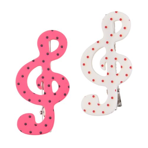 Polka Dot Treble Clef Hair Clips Cute Music Note Barrettes for Girls Women Music Lover Hair Accessories Gift Set for Girls 2 pcs Y2k Musical Note Hair Pins Red Purple image 3