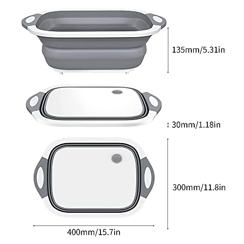 Hokang Upgraded Collapsible Cutting Board, Foldable Chopping Board With Draining Plug & Colander, Multifunctional Kitchen Vegetable Washing Basket Silicone Dish Tub For Indoor And Outdoor #TOP1