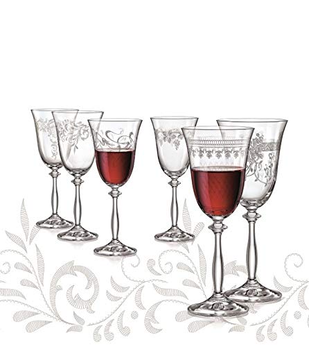 Bohemia Rotweingläser Kristall Model Royal Ge 350 ml 6er Set Einheitliches Ornament