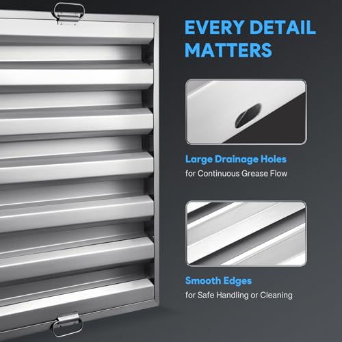WILPREP Stainless Steel Range Hood Filters, 19.5 x 24.6 Inches Pack of 6, Commercial Exhaust Hood Grease Filter