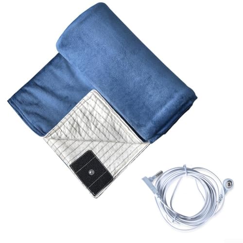 Manta de conexión a tierra de 50 x 70 cm con fibra plateada conductora y cable de conexión a tierra, diseñada para ropa de cama para apoyar la neutralización de radicales y promover la relajación