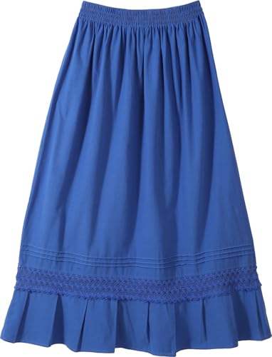 Women's A-Line Skirts Maxi Skirt with Lace Trim Elastic Waist Royal Blue