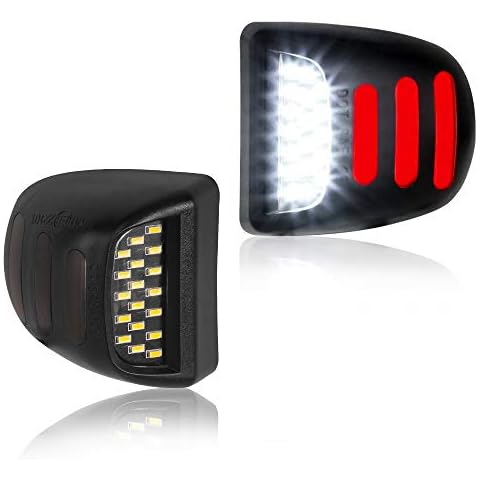 MAXHAWK Red OLED Neon Tube LED License Plate Light Lamp Assembly Replacement For Chevy Silverado Tahoe Suburban GMC Sierra 1500 2500 3500 Yukon XL Cadillac Escalade Cover