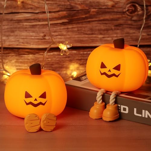 Image of 1PCS Children's Night Light Halloween, Decorative Light, 3 Mode Pumpkin Night Light, Rechargeable LED Touch Food Grade Silicone, Nursery Baby Room, Best Gift